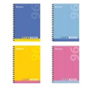 Тетрадь 96л., А4, BRAUBERG ЭКО, гребень, клетка, обложка мелов. карт., "One Colour", 4 вида, 401882