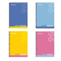 Тетрадь 96л., А4, BRAUBERG ЭКО, гребень, клетка, обложка мелов. карт., &quot;One Colour&quot;, 4 вида, 401882