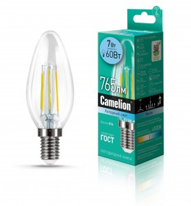 Camelion Свеча E14 7W(765lm) 4500K 4K филамент 99x35 LED7-C35-FL/845/E14 (10!)
