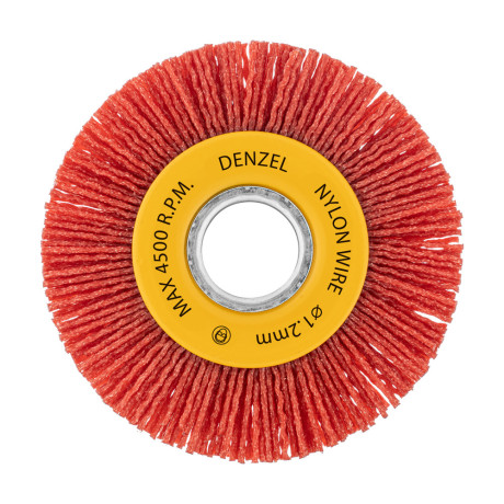 Щетка для УШМ, 100 мм, Плоская, нейлоновая щетина, посадка 22,2 мм Denzel