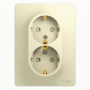 Systeme Electric GLOSSA роз. СУ 2 мест. беж. (пл.осн., земля, штор.) GSL000226 (10!)