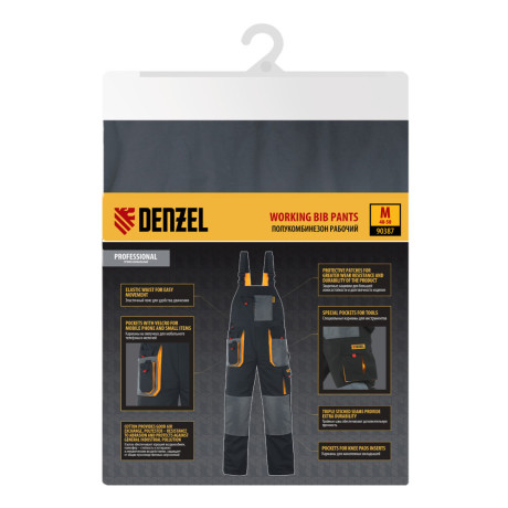 Полукомбинезон профессиональный рабочий, 65% полиэстер 35% хлопок, M Denzel