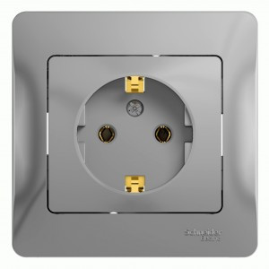 Systeme Electric GLOSSA роз. СУ 1 мест. алюм. (пл.осн., земля) GSL000342 (15!)