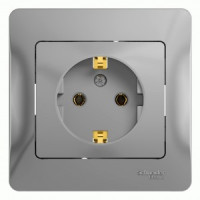 Systeme Electric GLOSSA роз. СУ 1 мест. алюм. (пл.осн., земля) GSL000342 (15!)