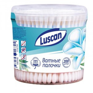Палочки ватные Luscan стакан 200шт/уп 856488