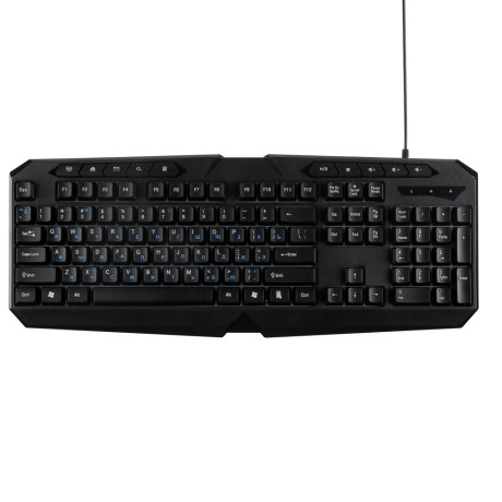 BY Клавиатура мембранная 114кл., Rainbow подсветка, синяя кириллица, кабель 165см, чёрный