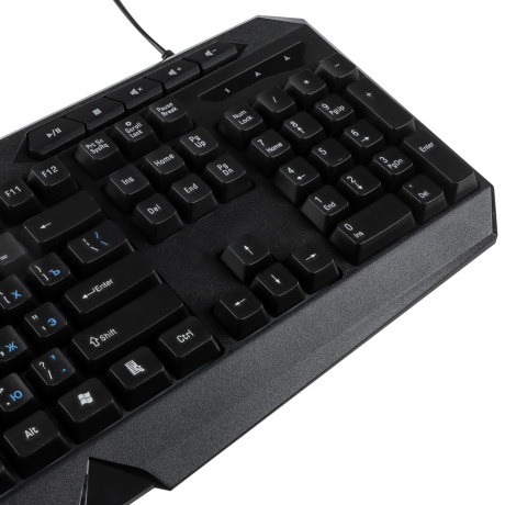 BY Клавиатура мембранная 114кл., Rainbow подсветка, синяя кириллица, кабель 165см, чёрный