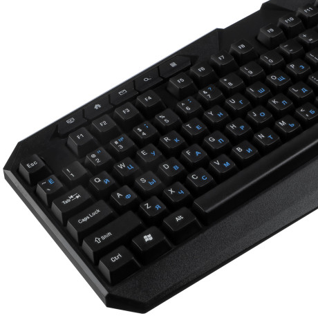 BY Клавиатура мембранная 114кл., Rainbow подсветка, синяя кириллица, кабель 165см, чёрный