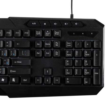 BY Клавиатура мембранная 114кл., Rainbow подсветка, синяя кириллица, кабель 165см, чёрный