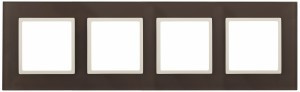 ЭРА 14 Elegance рамка СУ 4 мест.стекло, мокко+сл.к 14-5104-31 5732