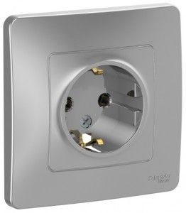 Systeme Electric BLANCA роз. СУ 1 мест. 16А алюм. (пл.осн., земля) BLNRS001013 (10!)