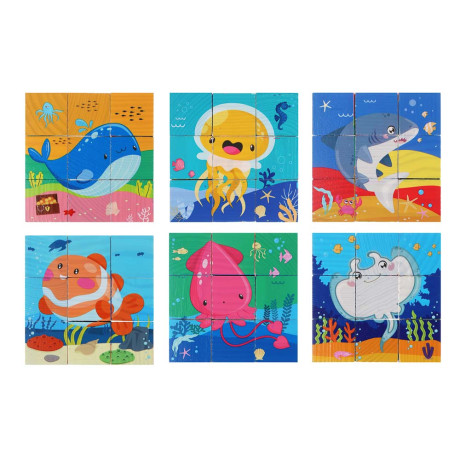 ИГРОЛЕНД Кубики деревянные развивающие для малышей, 13х15см, 4 дизайна, дерево