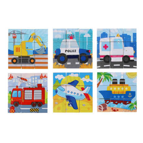 ИГРОЛЕНД Кубики деревянные развивающие для малышей, 13х15см, 4 дизайна, дерево