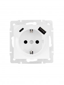 Lezard VESNA мех. роз. земля СУ 1 мест. 16А+Type-C+USB 2.1А 1 мест. бел (корп. ABS) 742-0288-181TC