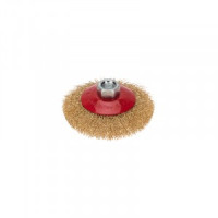 KRANZ Щетка коническая для УШМ, витая латунированная проволока, 100мм, М14 KR-91-1205