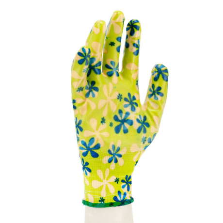 Перчатки садовые из полиэстера с нитрильным обливом, зеленые, S Palisad