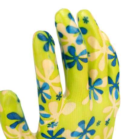 Перчатки садовые из полиэстера с нитрильным обливом, зеленые, S Palisad