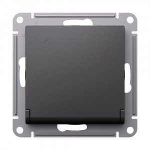 Systeme Electric AtlasDesign мех. роз. СУ 1 мест., земля, штор с крышкой, 16А, БАЗАЛЬТ ATN001446(5!)