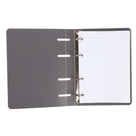 Тетрадь на кольцах А5, 80 л., клетка, обложка пластик, белый блок