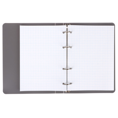 Тетрадь на кольцах А5, 80 л., клетка, обложка пластик, белый блок