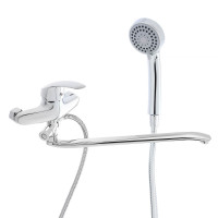 RAIN Смеситель для ванны Коралл, плоский излив 40см, душ. набор, картридж 40мм, латунь, хром