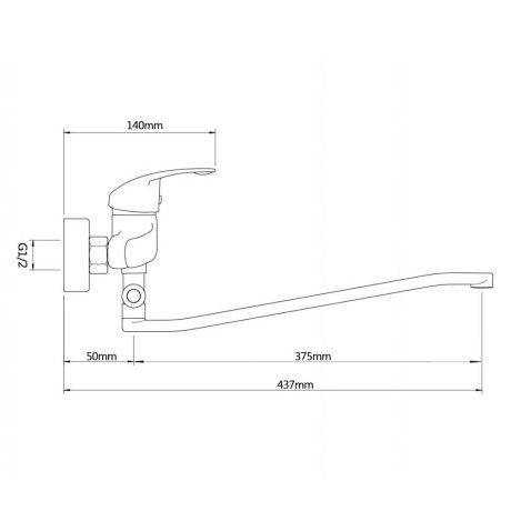 RAIN Смеситель для ванны Коралл, плоский излив 40см, душ. набор, картридж 40мм, латунь, хром