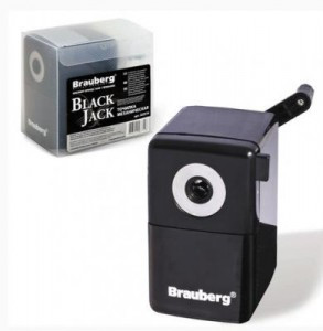 Точилка механическая BRAUBERG "BlackJack", металлический механизм, цвет чёрный, 222516