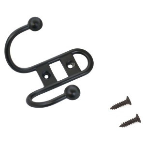 Крючок-вешалка мебельн 2-рожк СТАНДАРТ 208B BL мат.черный Инд. уп. на подвесе(480,60)