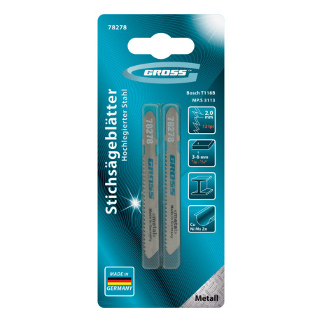 Полотна для электролобзика  по металлу, 2 шт, ( 3113-T118B ) Gross