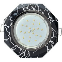 Ecola GX53 H4 5312 св-к Стекло 8-угольник хром-хром на черном 38x133 FB538AECH (10!)