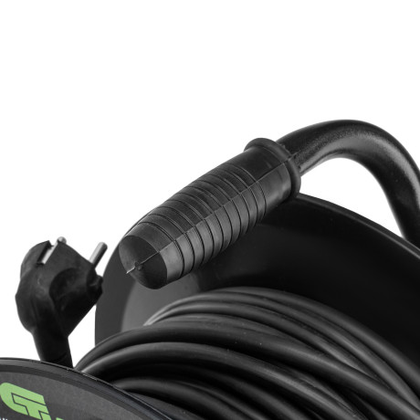 Удлинитель силовой на кабельной катушке, ПВС, 25 м, 4 розетки с крышкой, IP44, 16А, УХз16, Сибртех