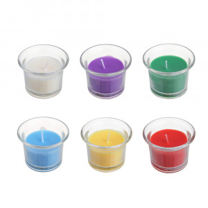 LADECOR Свеча в стеклянном подсвечнике, парафин, 6,2x4,5 см, 6 цветов