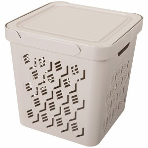 Корзина универсал. с крышкой DELUXE 18л (28,6*28,6*28,6см), светло-бежевый 433242734 Econova/Бытплас