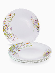 Тарелка обеденная Ромашки 24см стекло (кратность 6шт!!!) МФК MFK21070