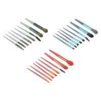 Кисти для визажа 8 шт тм ЮНИLOOK ,пластик, металл, иск.ворс, ПУ, 10,5-12 см, 3 цвета