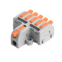 STEKKER клемма СМК разветв. с рычагом супер-компактная LD220-105 1вх/5вых 0,2-4мм2, 32А (DIY 10шт)