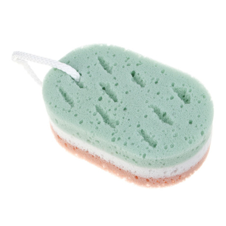 ЮL Мочалка губка поролоновая наборная сэндвич с подвесом, полиуретан, 15,5х9,5х5см, 3 цвета, МС24-01