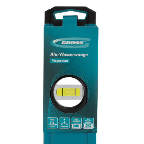 Уровень алюминиевый, магнит., фрезерованный, 3 глазка, 0,5 мм/м, 1000 мм Gross