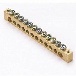 EKF Шина N "Ноль" (нул.) 8х12мм 125A  (12 отверстий/крепеж по краям) латунь EKF PROxima