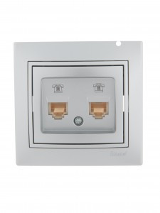 Lezard Мира роз. телеф. СУ 2 мест. металлик серый (RJ11) (корпус PC) 701-1010-138