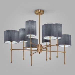 EUROSVET Люстра 8x40W E14 840x840x640 мет.латунь/ткань черный 60162/8 Умный дом Notturno a065666