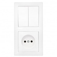 Bylectrica СТИЛЬ Блок (2 выкл. + роз.) СУ белый, (2В-РЦ-687)