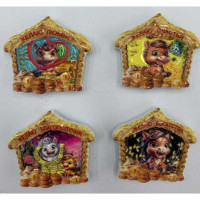 Магнит 25324 Лошадка с пожеланием и монетками 5,5*5 см (ЦЕНА ЗА 24ШТ)