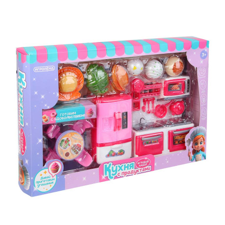 ИГРОЛЕНД Игровой набор Кухня с продуктами, PP, ABS, 41х7,3х23,6 см