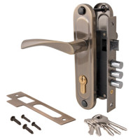 Замок врез 1023/60-АВ Apecs (бронза) с ручками (3 ригеля)  \16