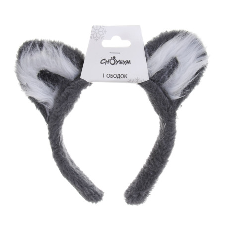 СНОУ БУМ Ободок "Кошачьи ушки", диаметр 10см, пластик, полиэстер