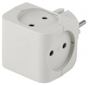 ЭРА разветвитель (тройник) 4 роз. 16А белый (тройник, куб, T-образный) SP-4-W