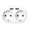 BY Разветвитель, 2 гнезда, 2xUSB 2.4А суммарно, 16А, 4000Вт