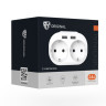 BY Разветвитель, 2 гнезда, 2xUSB 2.4А суммарно, 16А, 4000Вт