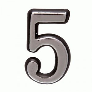 Цифра дверная АЛЛЮР Большая пластик "5" хром (1000,50)